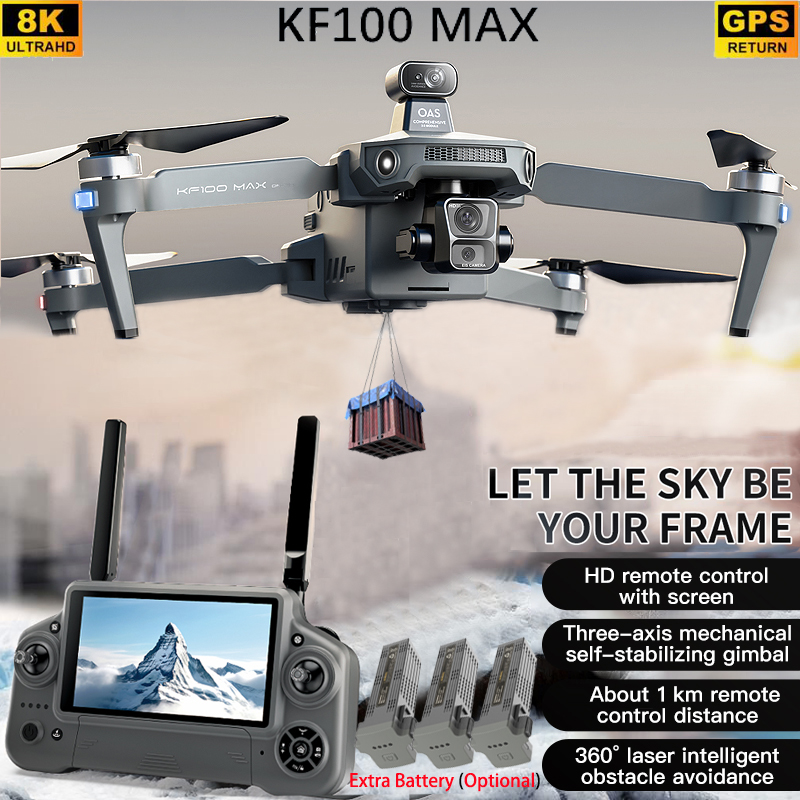 Kf100 max gps drone 4k câmera  - Rc Helicopter Charger avaliação e preço